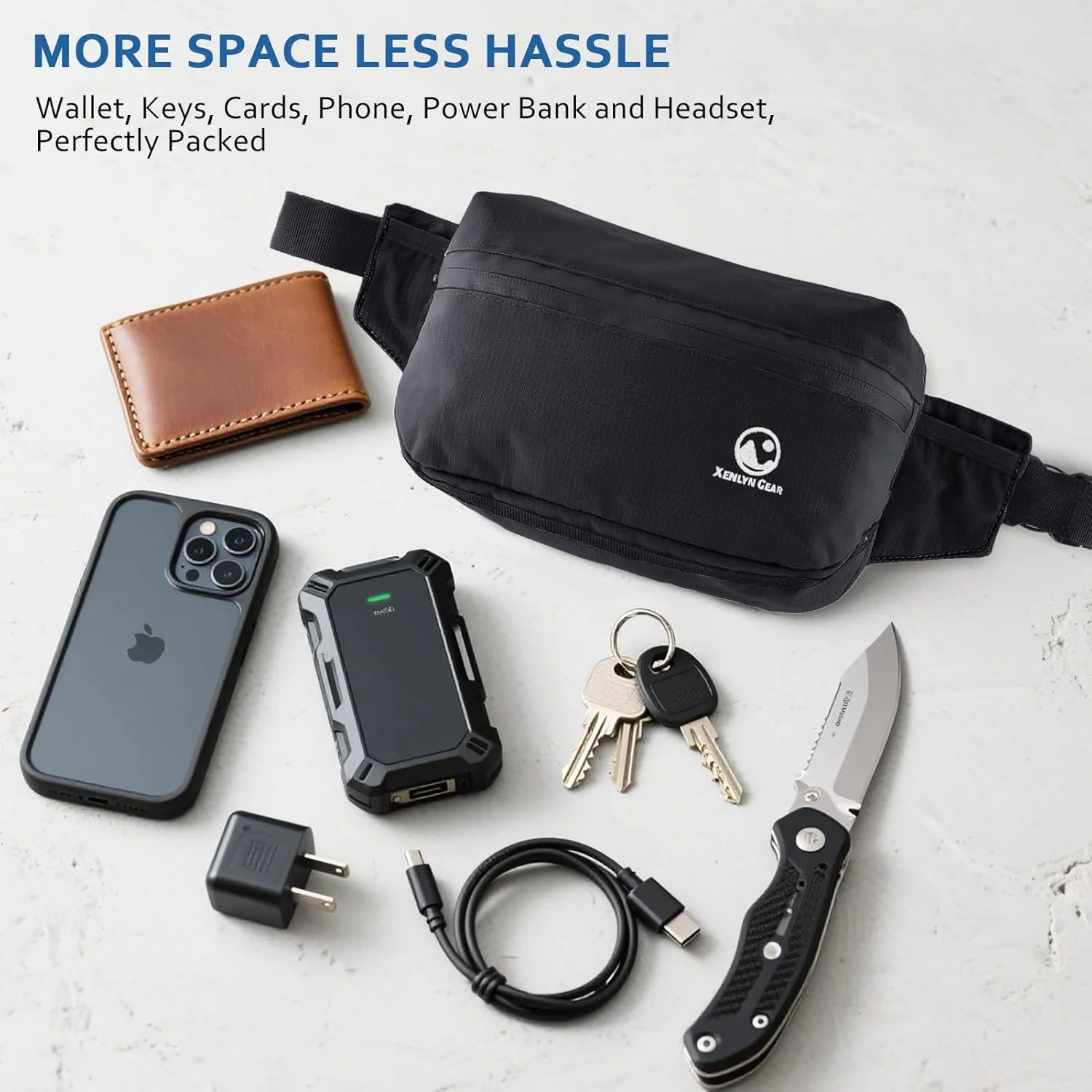 Fanny Pack for Men & Women  Waterproof Fanny Pack & Belt Bag  Stylish Cross Body Bag for Travel, Hiking & Everyday Use  Lightweight & Durable Belt Bag for Women & Men (Black)