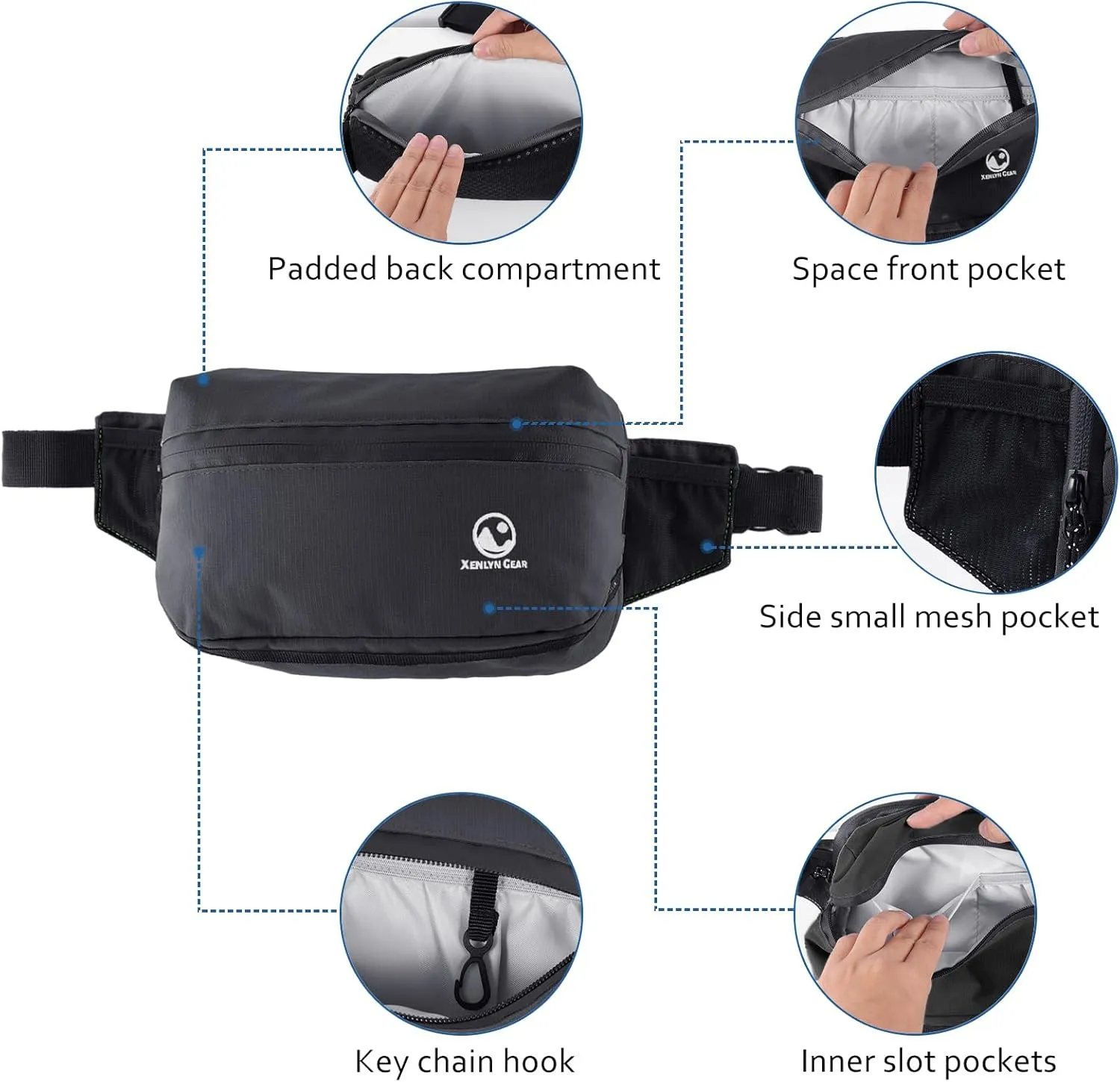 Fanny Pack for Men & Women  Waterproof Fanny Pack & Belt Bag  Stylish Cross Body Bag for Travel, Hiking & Everyday Use  Lightweight & Durable Belt Bag for Women & Men (Black)