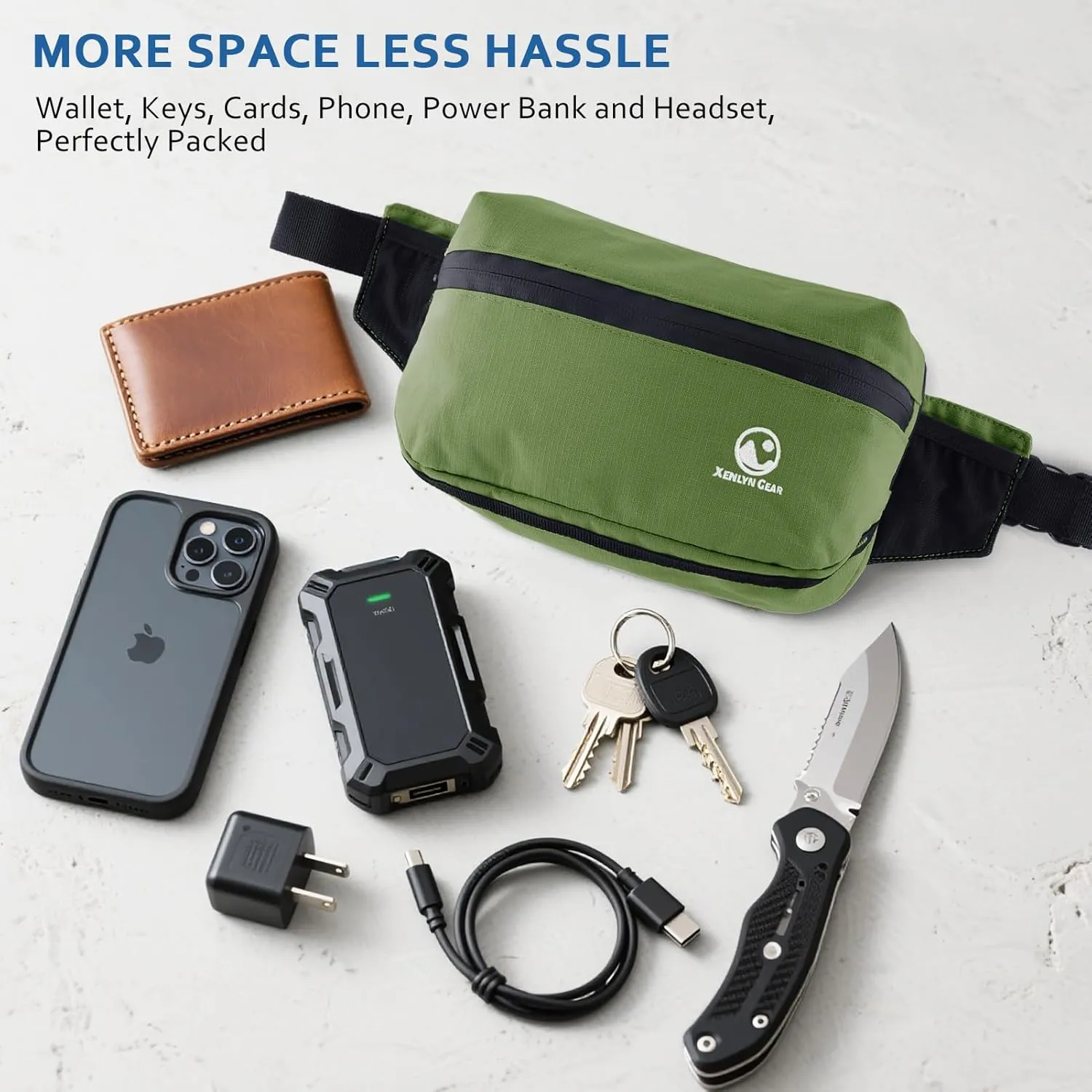 Fanny Pack for Men & Women  Waterproof Fanny Pack & Belt Bag  Stylish Cross Body Bag for Travel, Hiking & Everyday Use  Lightweight & Durable Belt Bag for Women & Men - Green
