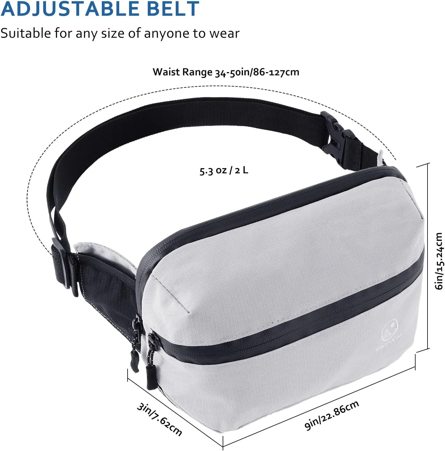 Fanny Pack for Men & Women  Waterproof Fanny Pack & Belt Bag  Stylish Cross Body Bag for Travel, Hiking & Everyday Use  Lightweight & Durable Belt Bag for Women & Men - Grey