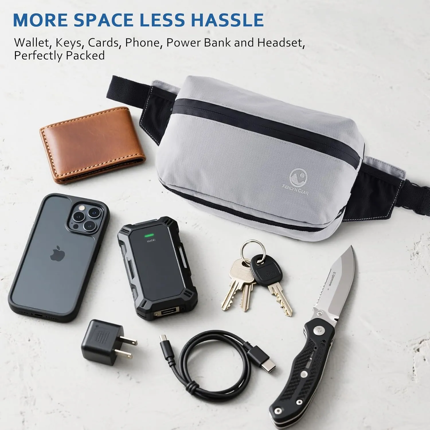 Fanny Pack for Men & Women  Waterproof Fanny Pack & Belt Bag  Stylish Cross Body Bag for Travel, Hiking & Everyday Use  Lightweight & Durable Belt Bag for Women & Men - Grey