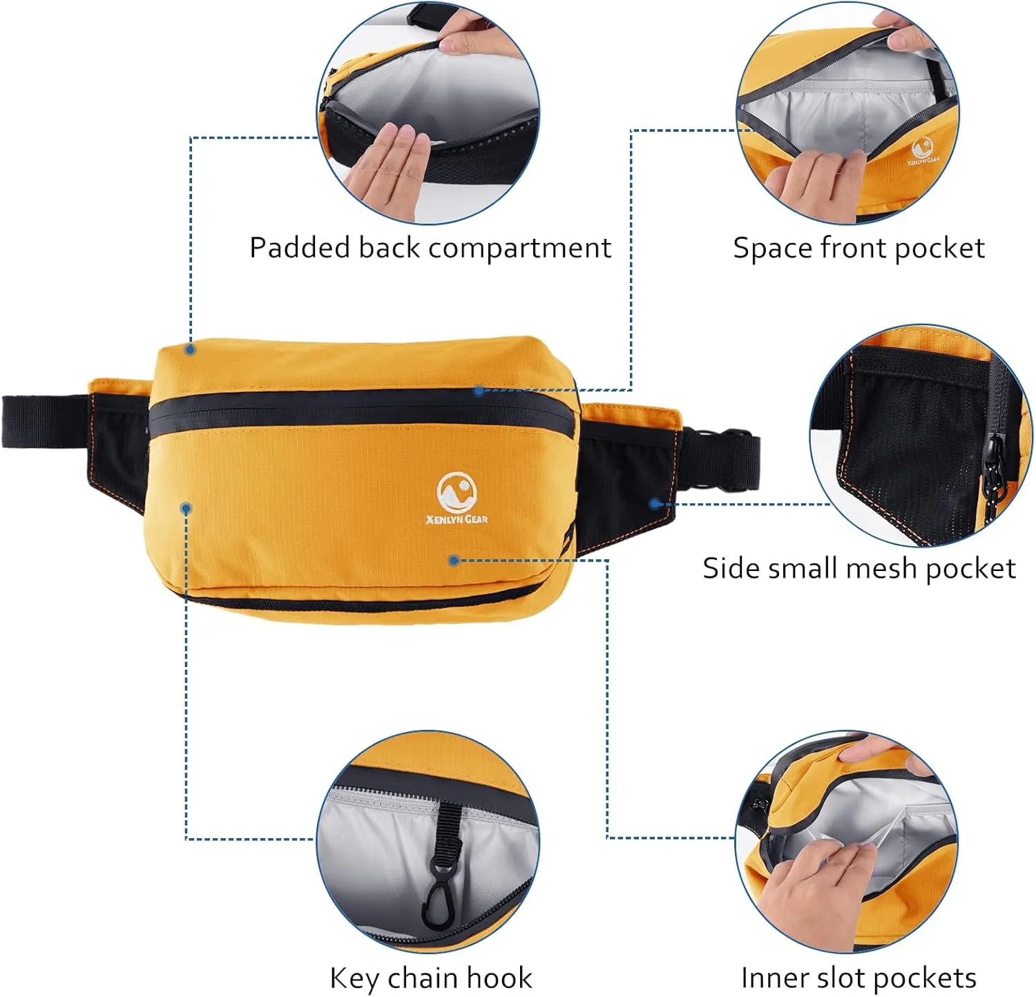 Fanny Pack for Men & Women  Waterproof Fanny Pack & Belt Bag  Stylish Cross Body Bag for Travel, Hiking & Everyday Use  Lightweight & Durable Belt Bag for Women & Men - Yellow