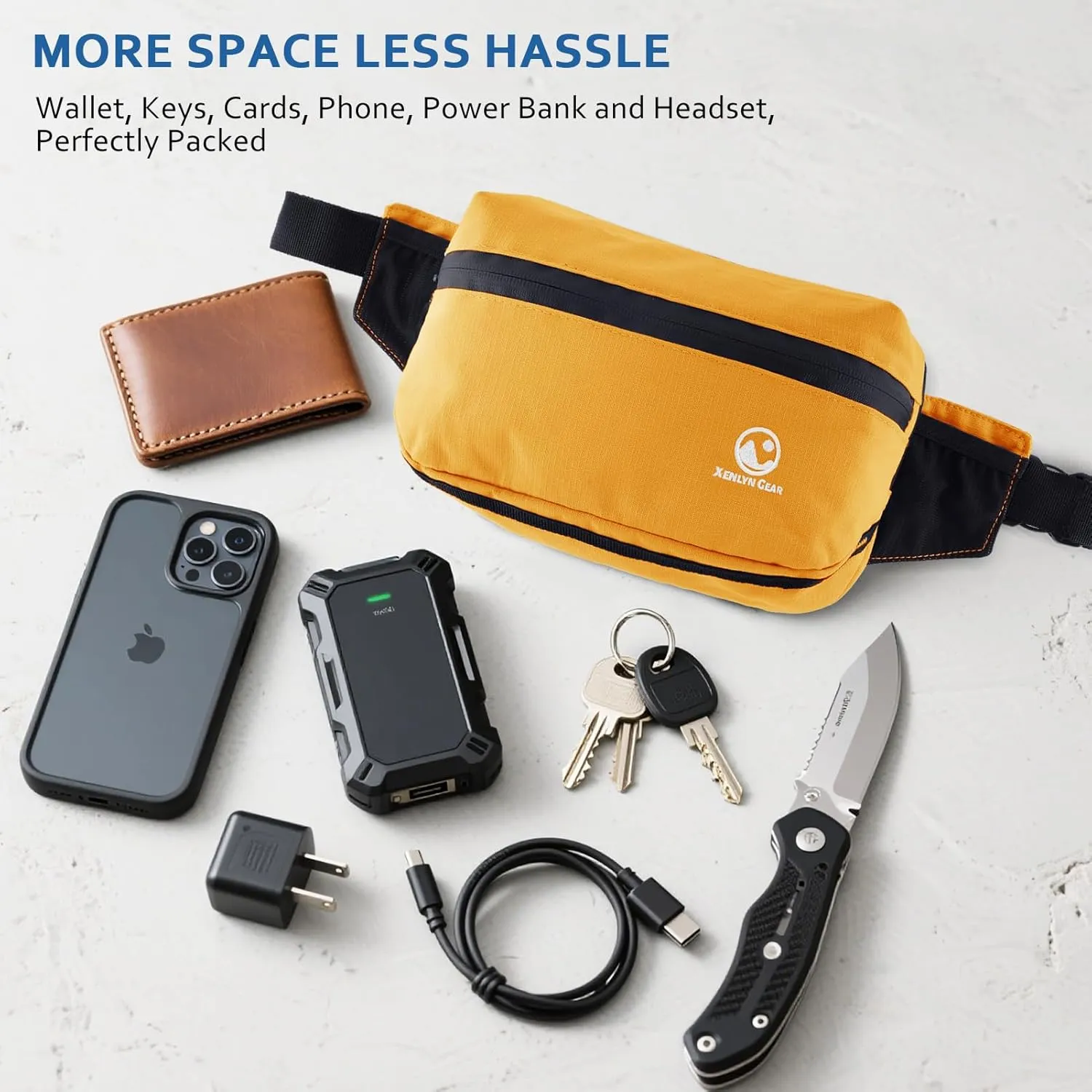 Fanny Pack for Men & Women  Waterproof Fanny Pack & Belt Bag  Stylish Cross Body Bag for Travel, Hiking & Everyday Use  Lightweight & Durable Belt Bag for Women & Men - Yellow