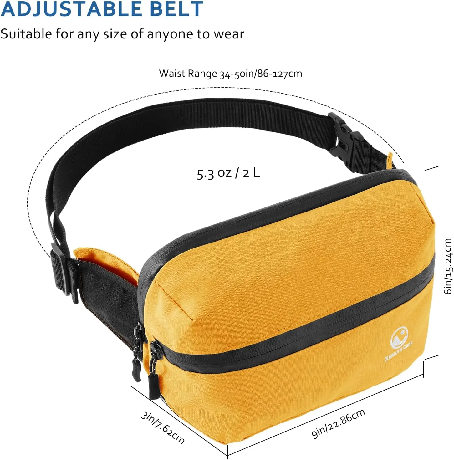 Fanny Pack for Men & Women  Waterproof Fanny Pack & Belt Bag  Stylish Cross Body Bag for Travel, Hiking & Everyday Use  Lightweight & Durable Belt Bag for Women & Men - Yellow
