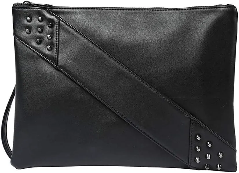 Fashion Women Clutches Rivet PU Leather Crossbody Bag Envelope Clutch Purse with Hand Strap