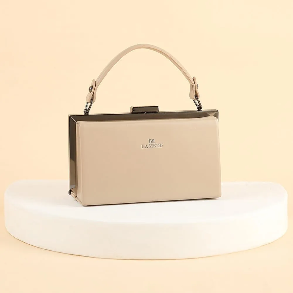 Fashion Women's Leather Evening Bag Top Handle Satchel crossbody Handbags Purses Small Hard Square Box Shoulder Bags
