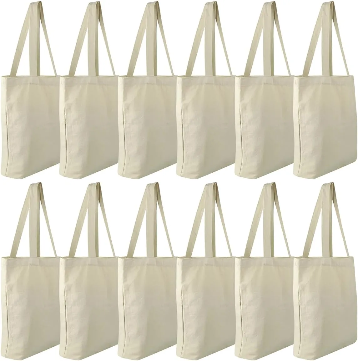 Faylapa 6 Pcs Canvas Tote Bags,Heavy Duty and Strong Easter Hunter Bag Shopping Grocery Bag Blank Cotton Bags for Decorating Crafts DIY,Painting (Beige,12.2"x14.3")