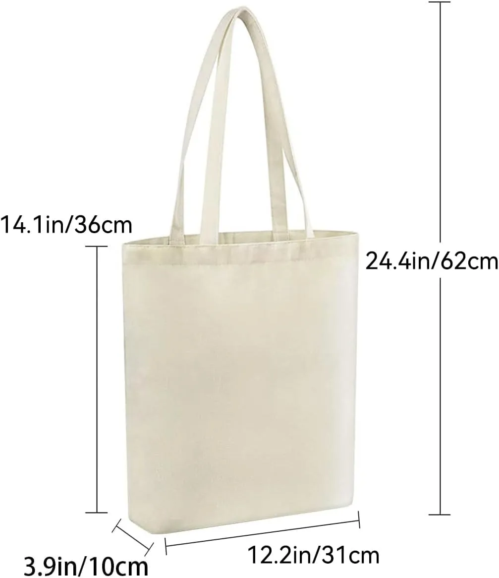 Faylapa 6 Pcs Canvas Tote Bags,Heavy Duty and Strong Easter Hunter Bag Shopping Grocery Bag Blank Cotton Bags for Decorating Crafts DIY,Painting (Beige,12.2"x14.3")