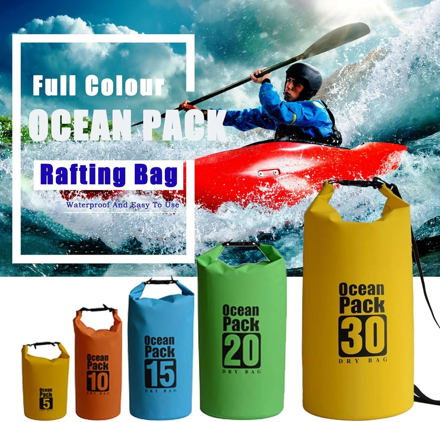 Floating Waterproof Dry Bag Backpack 5L/10L/20L, Roll Top Bag for Kayaking, Rafting, Boating, Swimming, Camping, Hiking, Beach, Fishing, Waterproof Beach Bag. (Orange, 20L)