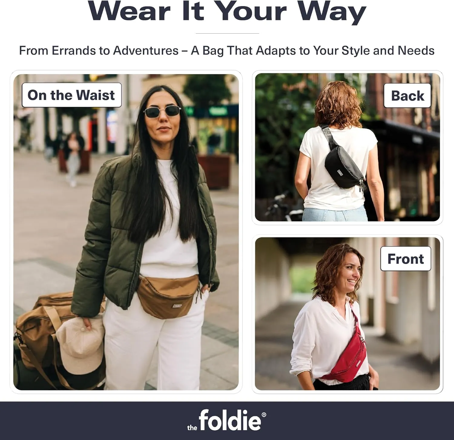 Foldable Crossbody Bags for Women & Men - Anti-Theft RFID-Safe Fanny Pack with Smart Lockable Zippers and Cut-Resistant Strap - Lightweight Waist Pack for Travel & Everyday Use - Azure