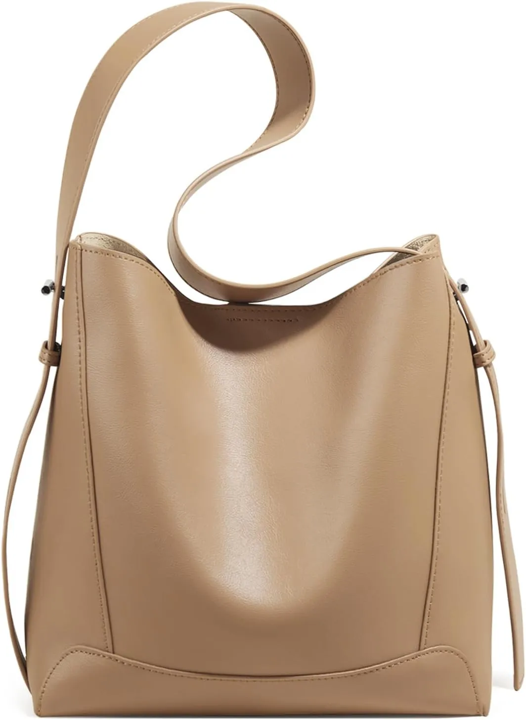 FOXLOVER Cowhide Bucket Shoulder Top-Handle Handbags for Women Large Size with Inner Bag