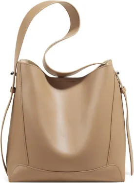 FOXLOVER Cowhide Bucket Shoulder Top-Handle Handbags for Women Large Size with Inner Bag