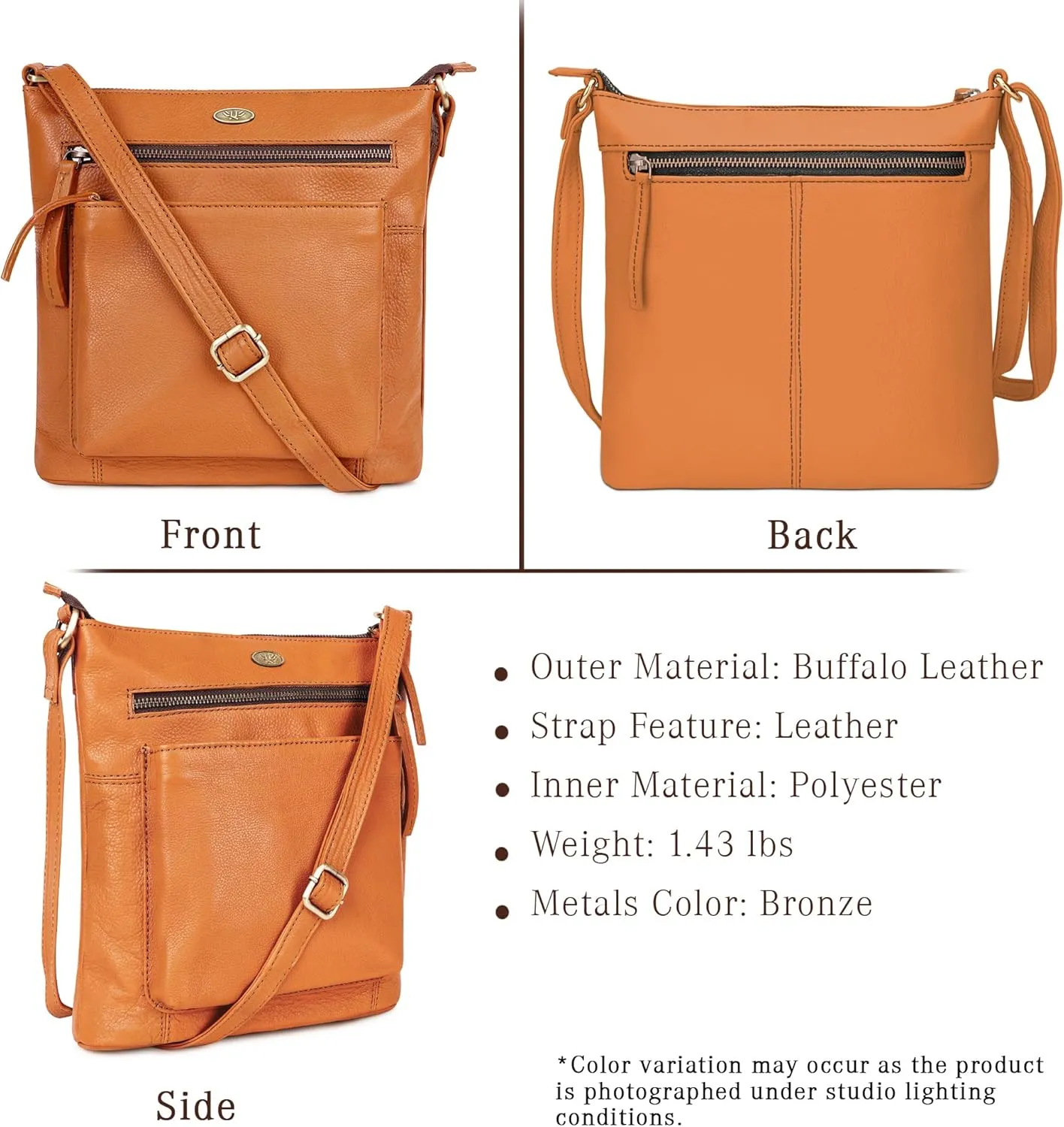 Genuine Leather Crossbody Bags for Women, Premium Handmade Leather Purses - Shoulder Handbags, Adjustable Strap