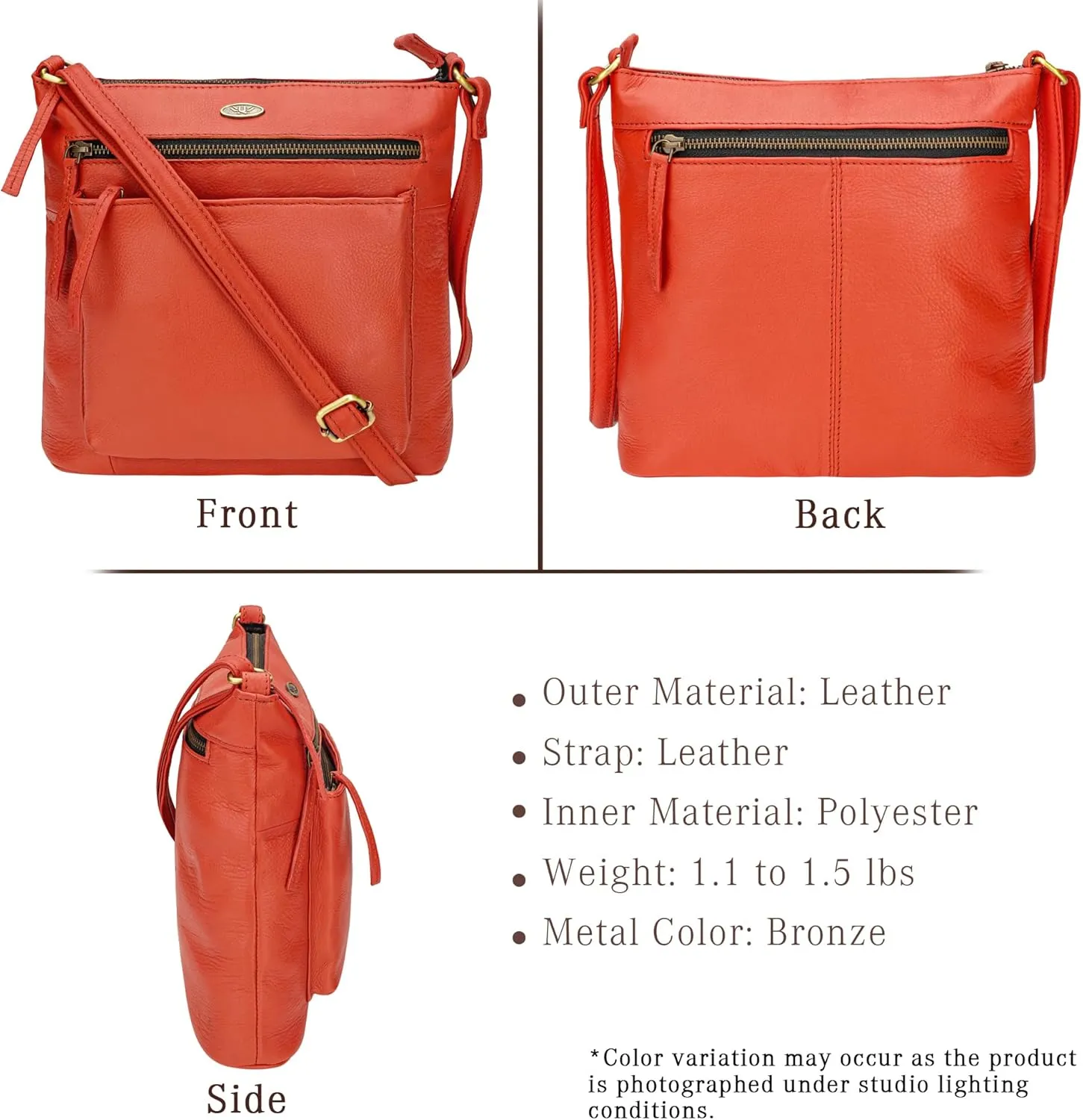Genuine Leather Crossbody Bags for Women, Premium Handmade Leather Purses - Shoulder Handbags, Adjustable Strap