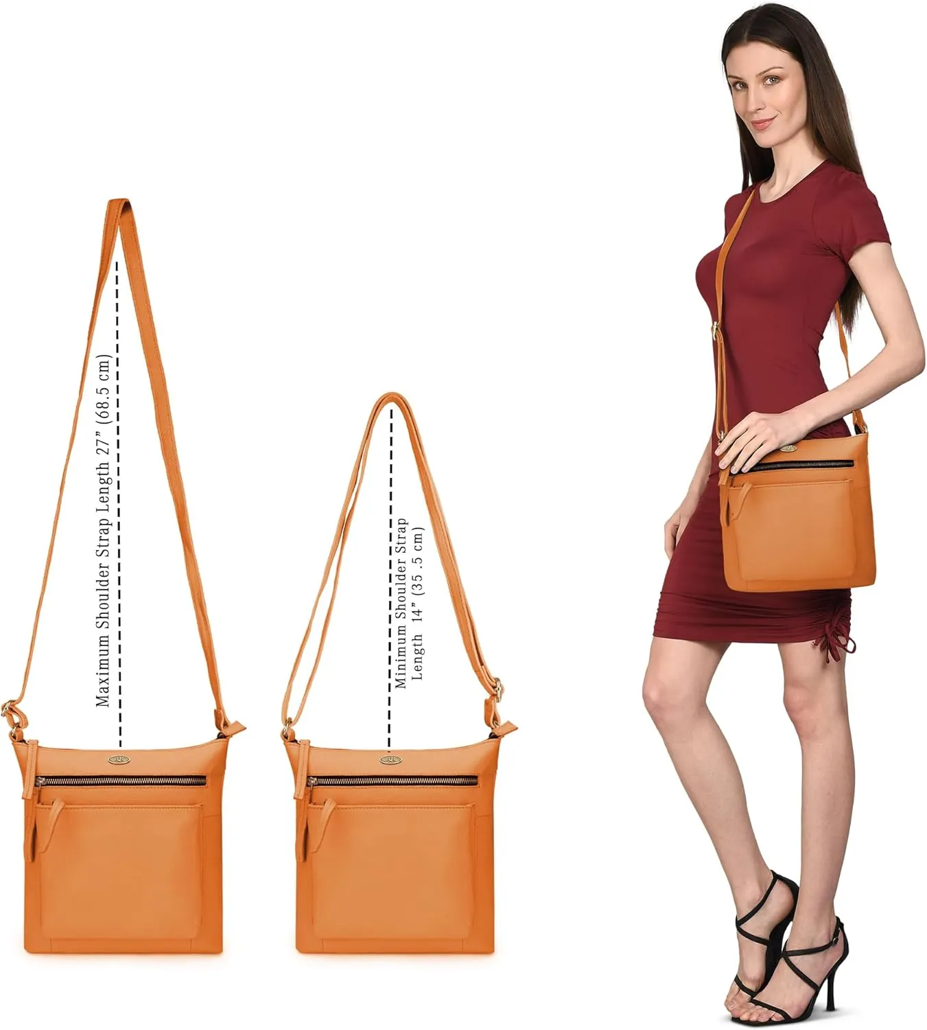 Genuine Leather Crossbody Bags for Women, Premium Handmade Leather Purses - Shoulder Handbags, Adjustable Strap