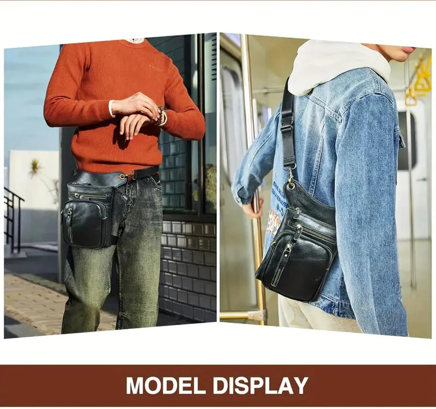 Genuine Leather Waist Pack Drop Leg Bag for Men Women Belt Bumbag Multi-Purpose Motorcycle Bike Outdoor Sporting Hicking Waist Hip Pack Messenger Shoulder Bags