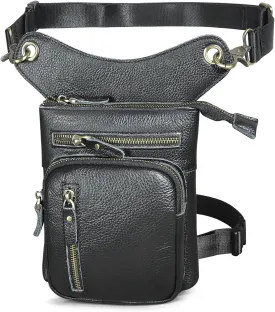 Genuine Leather Waist Pack Drop Leg Bag for Men Women Belt Bumbag Multi-Purpose Motorcycle Bike Outdoor Sporting Hicking Waist Hip Pack Messenger Shoulder Bags