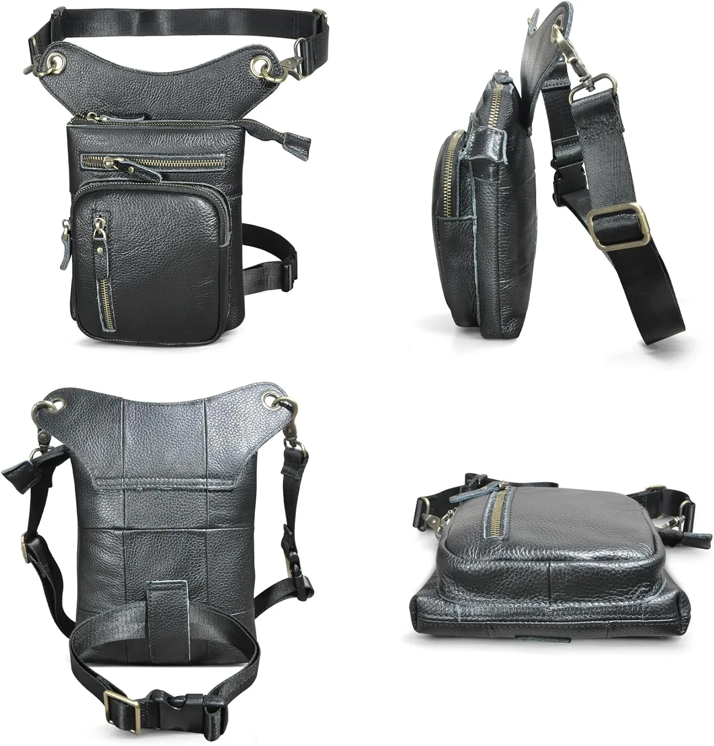 Genuine Leather Waist Pack Drop Leg Bag for Men Women Belt Bumbag Multi-Purpose Motorcycle Bike Outdoor Sporting Hicking Waist Hip Pack Messenger Shoulder Bags