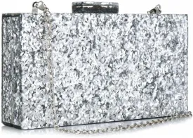 Gets Acrylic Purses and Handbags for Women Multicolor Perspex Geometric Patterns Box Clutch Banquet Evening Crossbody Handbag