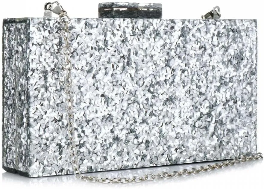 Gets Acrylic Purses and Handbags for Women Multicolor Perspex Geometric Patterns Box Clutch Banquet Evening Crossbody Handbag