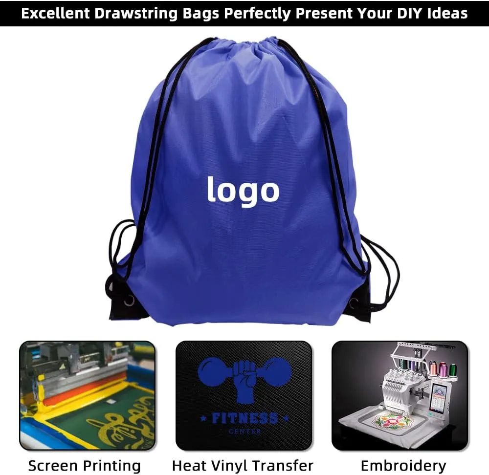 GoodtoU Drawstring Backpack Bulk, 100 Pcs Draw String Bags Cinch Bag Drawstring Gym Bag Sackpack Drawstring Bags for Women Men, Blue