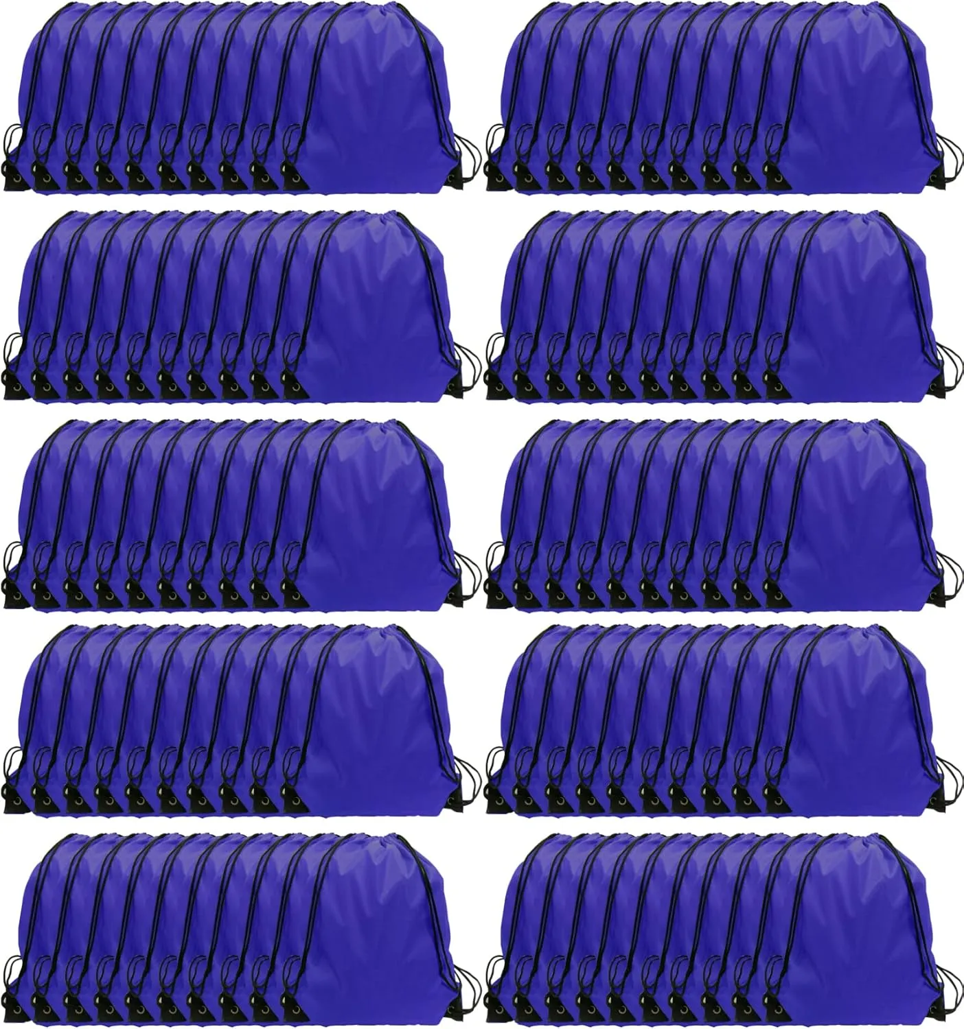 GoodtoU Drawstring Backpack Bulk, 100 Pcs Draw String Bags Cinch Bag Drawstring Gym Bag Sackpack Drawstring Bags for Women Men, Blue