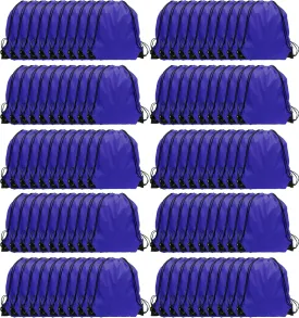 GoodtoU Drawstring Backpack Bulk, 100 Pcs Draw String Bags Cinch Bag Drawstring Gym Bag Sackpack Drawstring Bags for Women Men, Blue