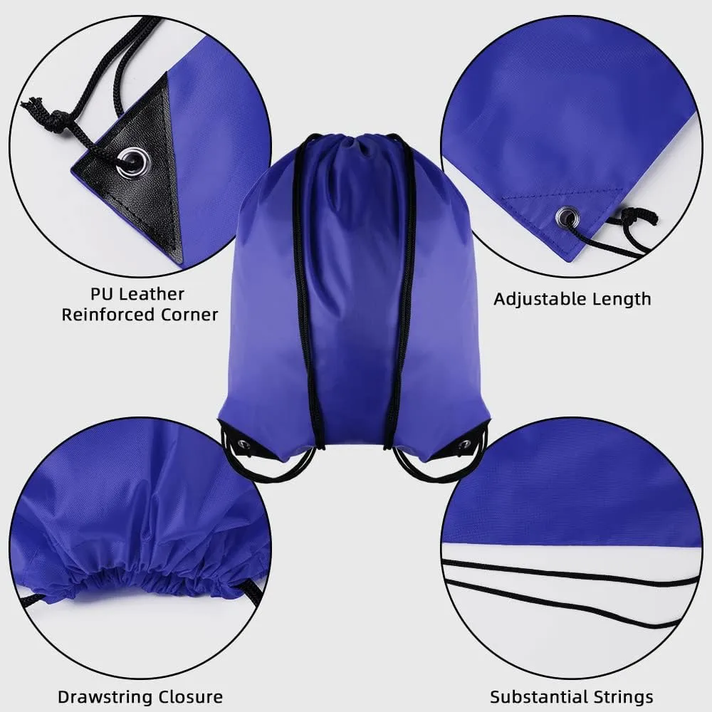 GoodtoU Drawstring Backpack Bulk, 100 Pcs Draw String Bags Cinch Bag Drawstring Gym Bag Sackpack Drawstring Bags for Women Men, Blue