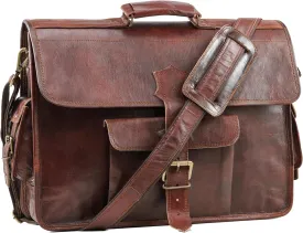 Handmade World 18 Inch Leather Briefcase Laptop Messenger Bag 'The Beacon' Computer Crossbody Satchel Shoulder Bag