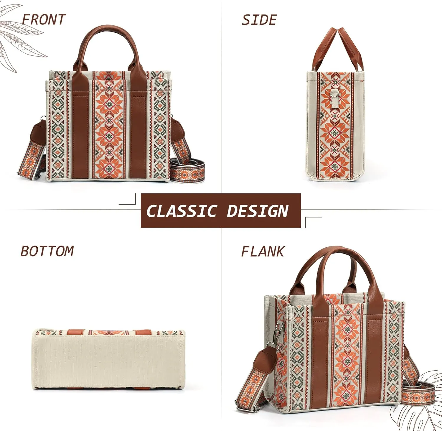 hatisan Canvas Tote Bag for Women Western Purses Shoulder Boho Bag Crossbody Bag Handbags Wallet