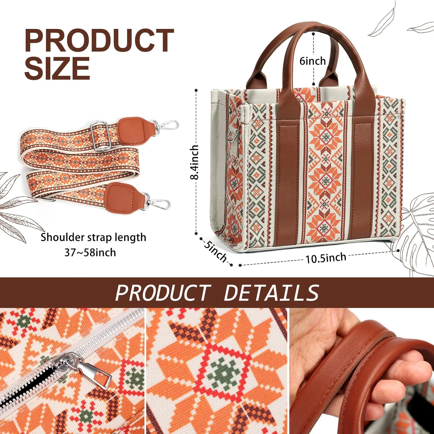 hatisan Canvas Tote Bag for Women Western Purses Shoulder Boho Bag Crossbody Bag Handbags Wallet