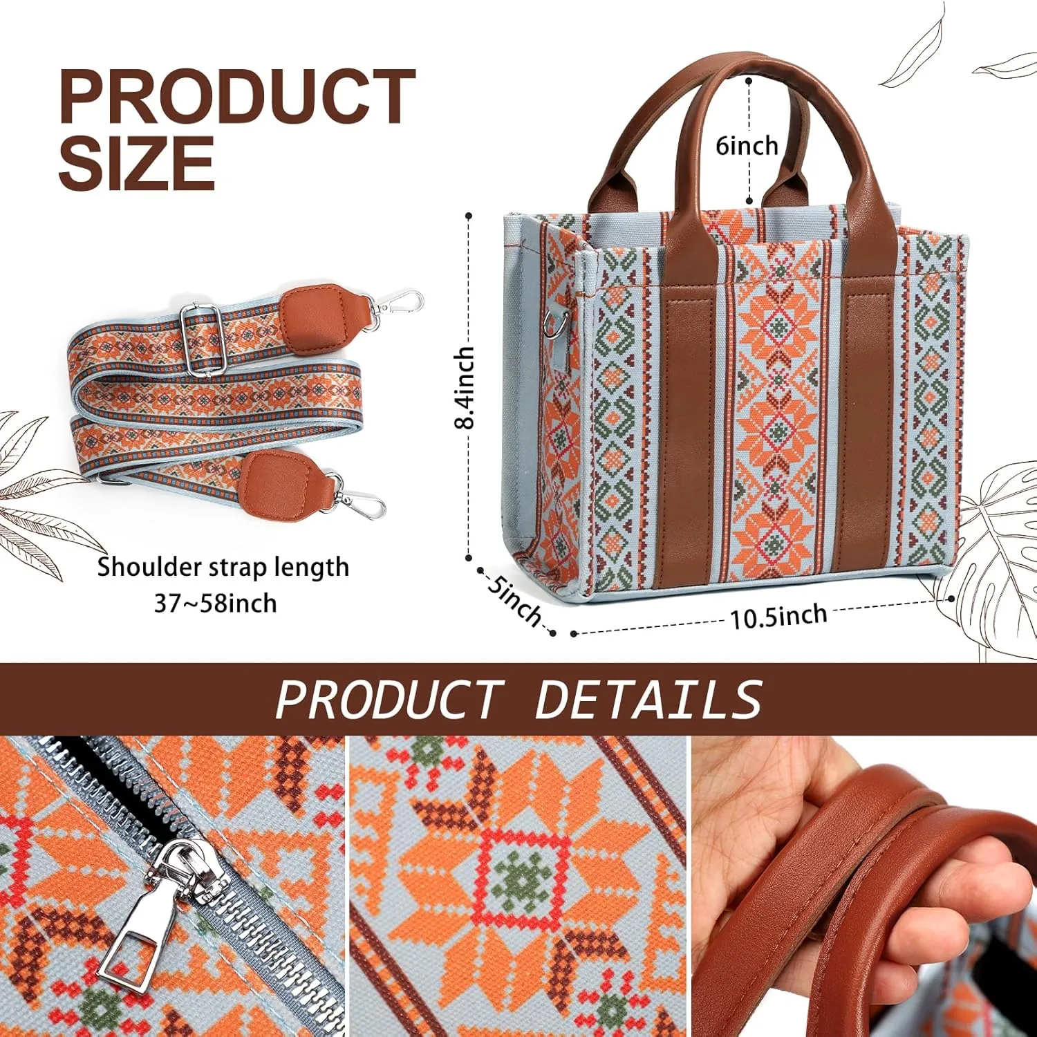 hatisan Canvas Tote Bag for Women Western Purses Shoulder Boho Bag Crossbody Bag Handbags Wallet