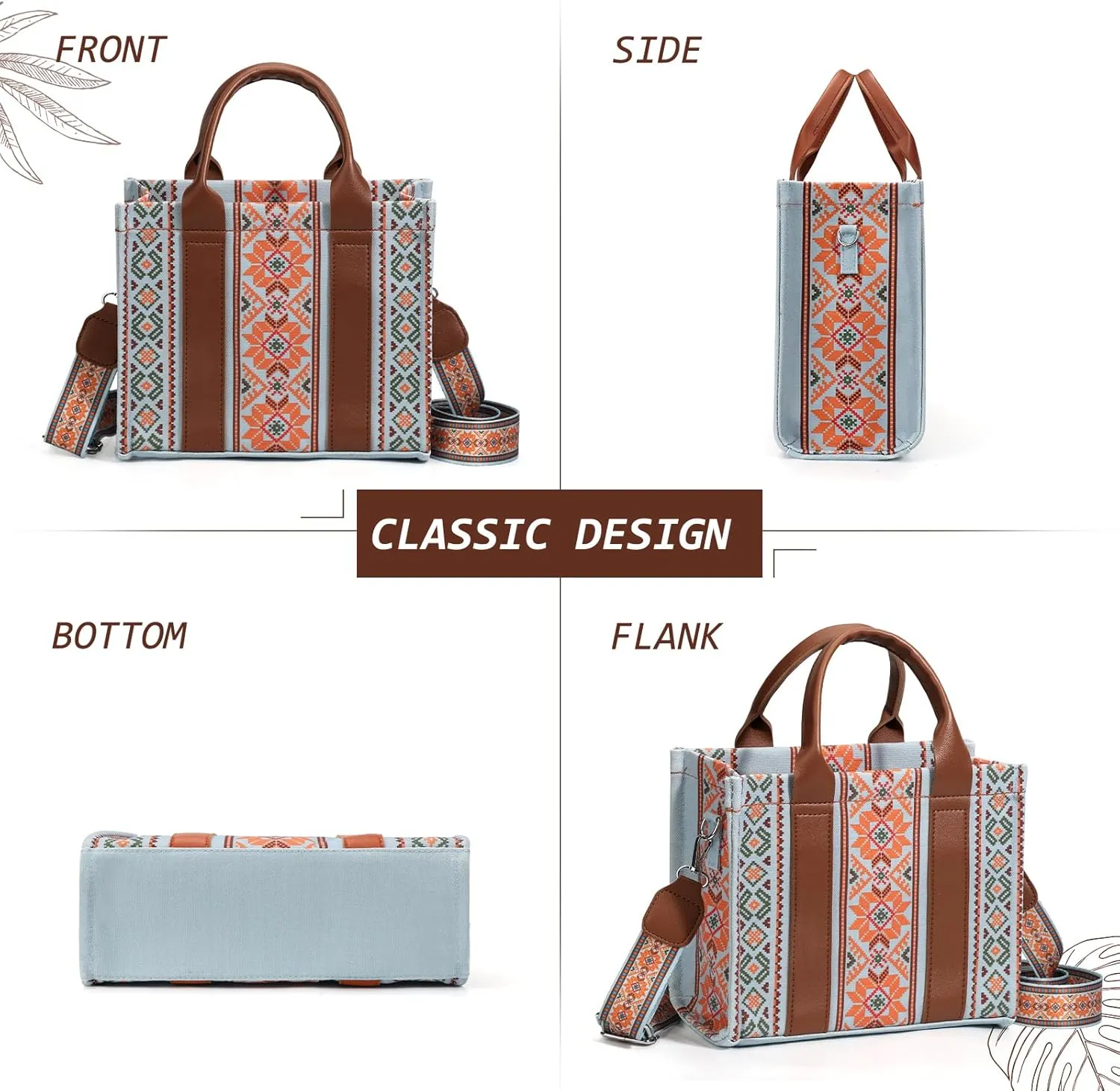 hatisan Canvas Tote Bag for Women Western Purses Shoulder Boho Bag Crossbody Bag Handbags Wallet