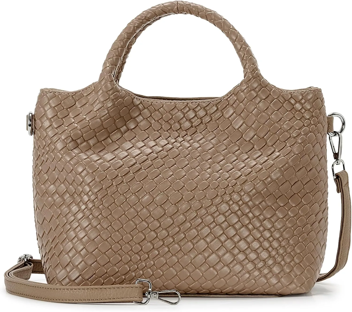 Herald Vegan Leather Top-handle Handbag for Women, Medium Soft Tote Shoulder Crossbody Bag Purse with Detachable Strap