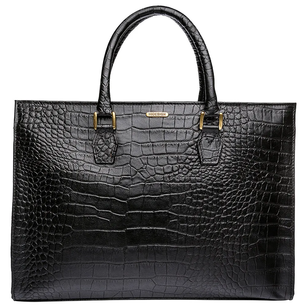 Hidesign Kester Embossed Leather Women's Work Bag Briefcase Black