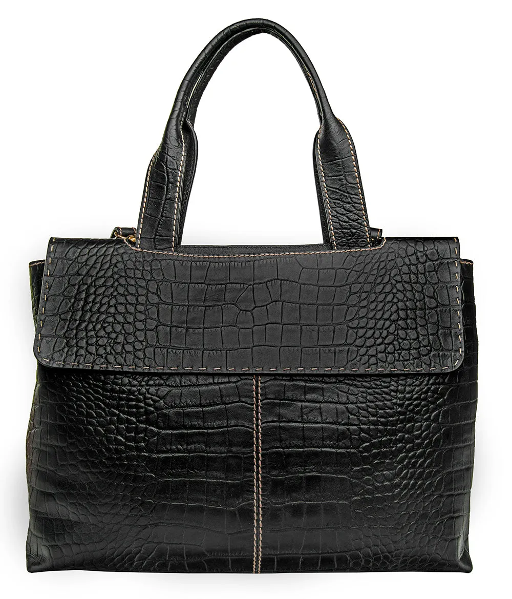Hidesign Women's Leather Laptop Briefcase Work Bag Black