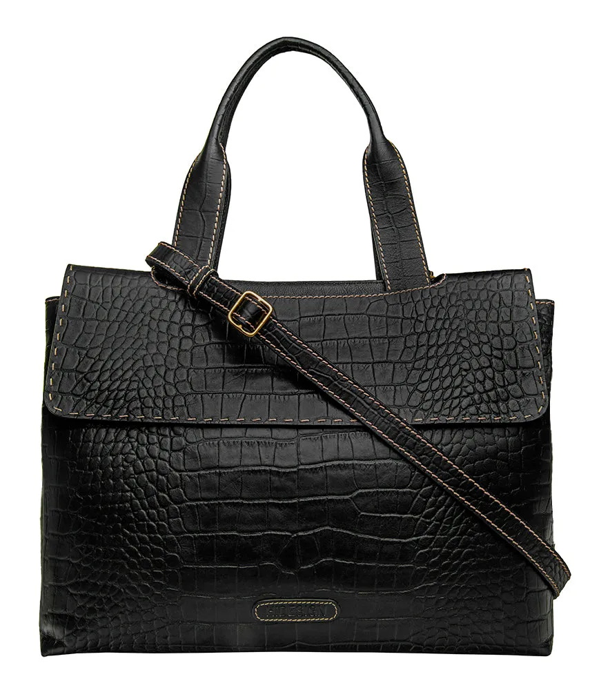 Hidesign Women's Leather Laptop Briefcase Work Bag Black