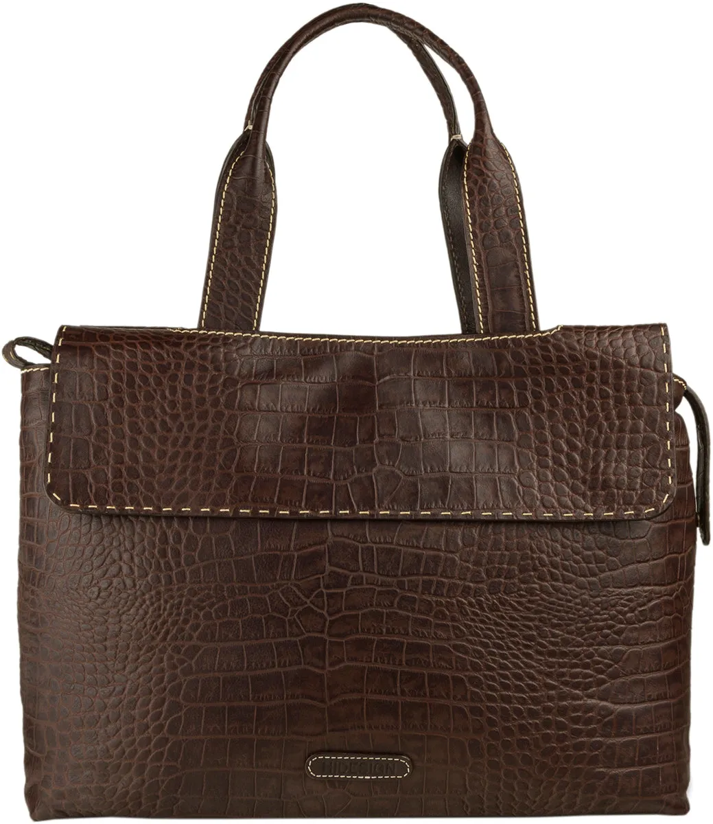 Hidesign Women's Leather Laptop Briefcase Work Bag Brown