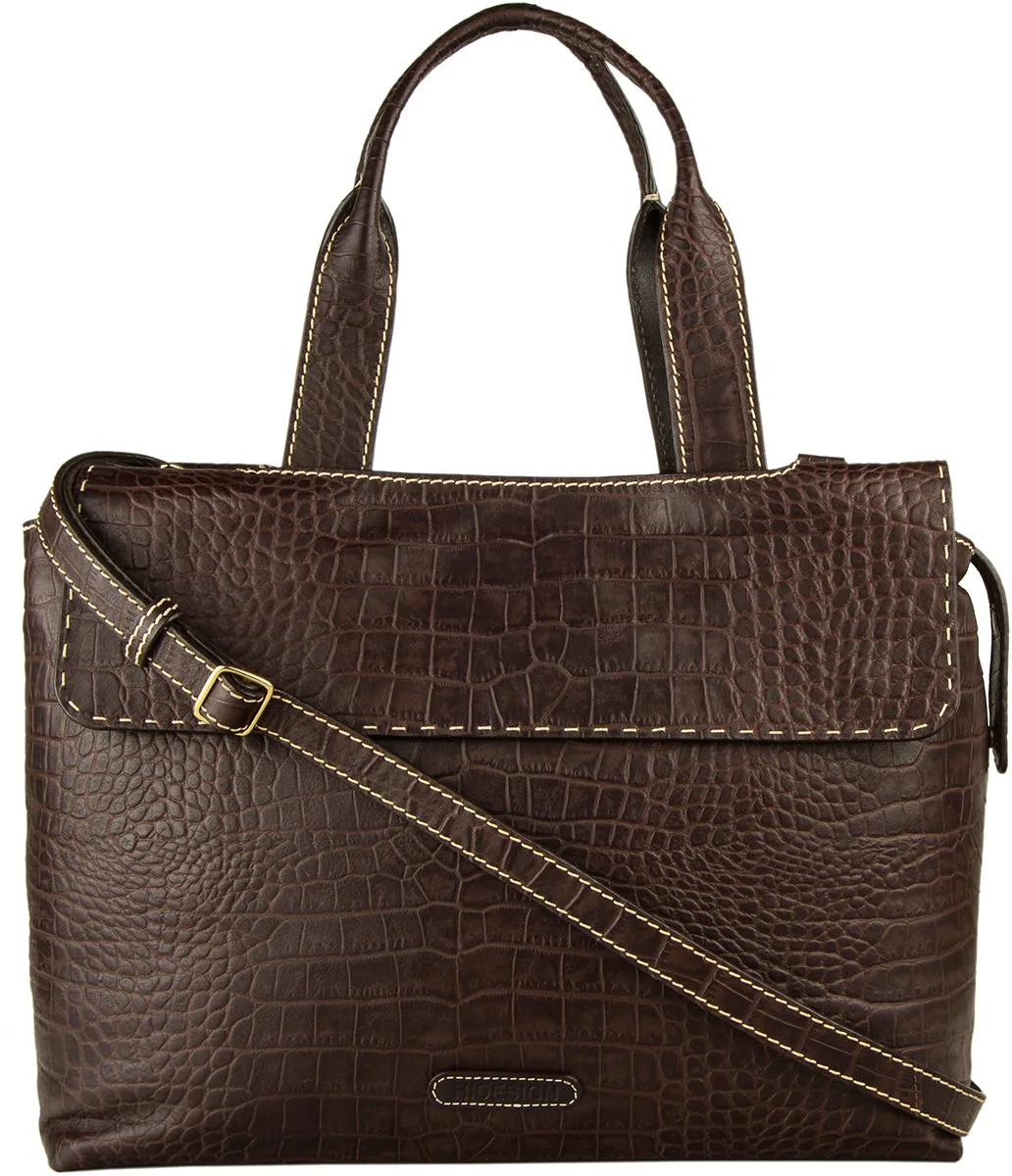 Hidesign Women's Leather Laptop Briefcase Work Bag Brown