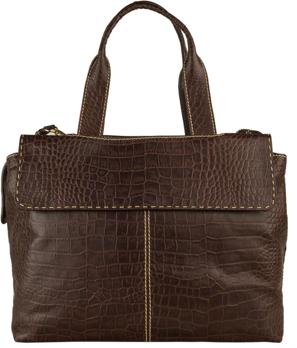 Hidesign Women's Leather Laptop Briefcase Work Bag Brown