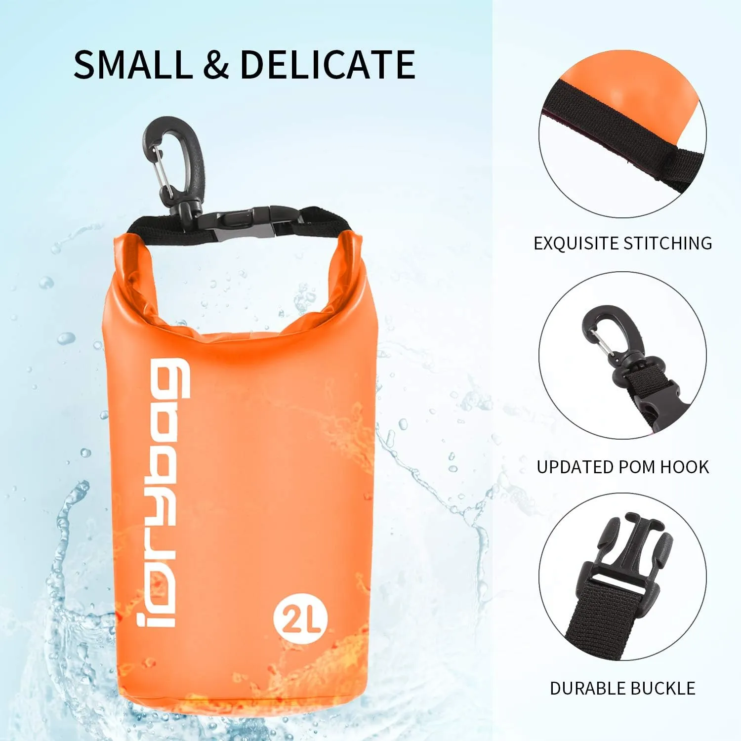 IDRYBAG Clear Dry Bag Waterproof 2L/5L/10L/15L/20L, Small Dry Sack Waterproof Bag for Kayaking
