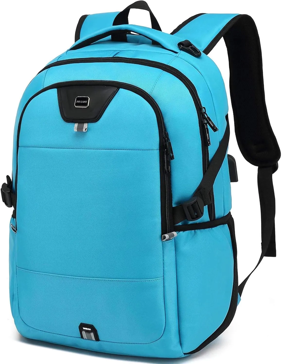 INSAVANT Laptop Backpack 15.6 Inch Water Resistant Backpacks Durable College Travel Daypack Anti Theft with USB Charging Port Best Gift for Men Women(15.6 Inch, Sky Blue)