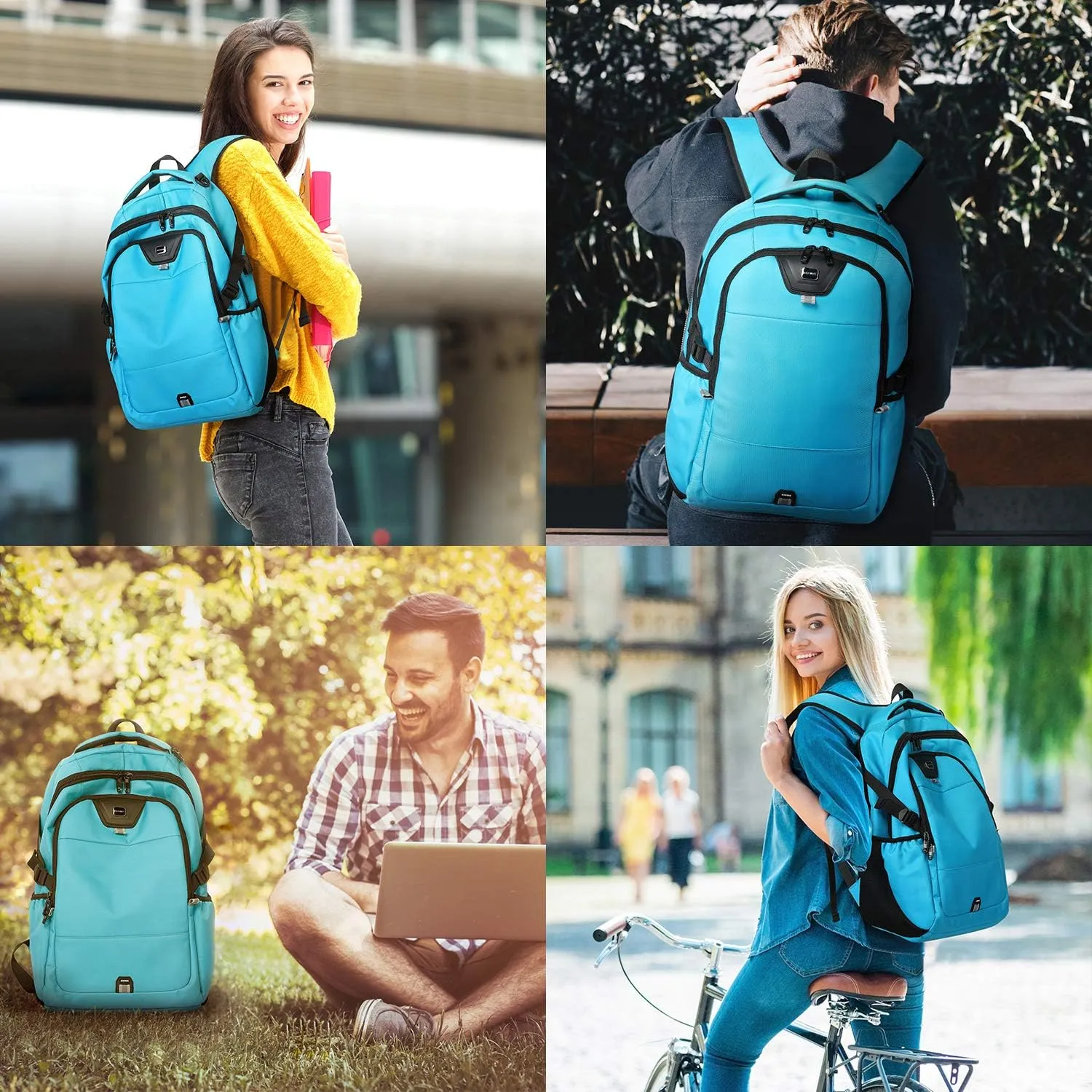 INSAVANT Laptop Backpack 15.6 Inch Water Resistant Backpacks Durable College Travel Daypack Anti Theft with USB Charging Port Best Gift for Men Women(15.6 Inch, Sky Blue)
