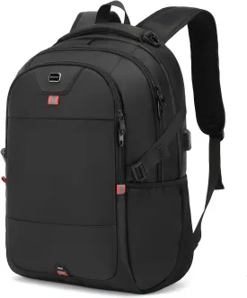 INSAVANT Laptop Backpack 17 Inch Water Resistant Backpacks Durable College Travel Daypack Anti Theft with USB Charging Port Best Gift for Men Women(17 Inch, Black)