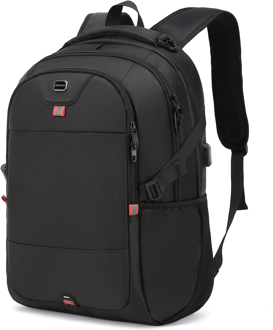 INSAVANT Laptop Backpack 17 Inch Water Resistant Backpacks Durable College Travel Daypack Anti Theft with USB Charging Port Best Gift for Men Women(17 Inch, Black)