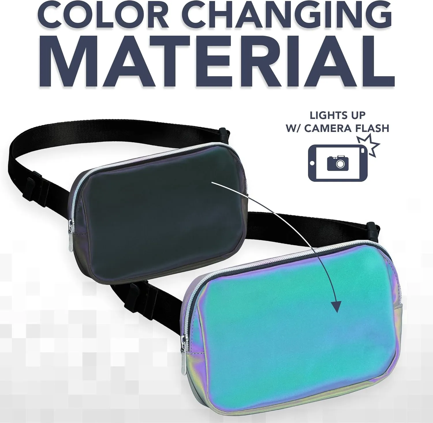 Iridescent Crossbody Belt Bag for Women  Stylish Fanny Pack, Functional and Fashion Waist Packs for Travel, Festivals, and Everyday Use