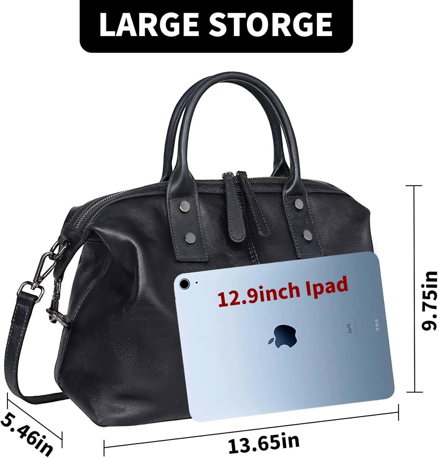 Iswee Genuine Leather Satchel Tote Bag Top Handle Handbag Designer Shoulder Bag Large Capacity Cross Body Bag