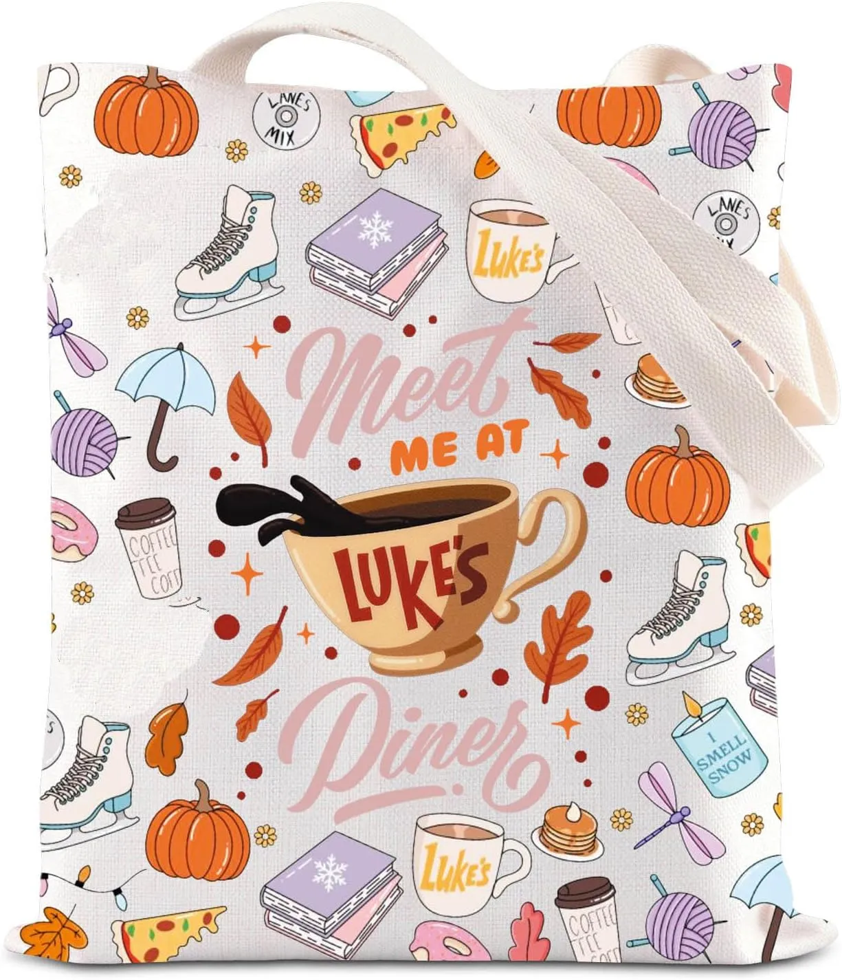 JNIAP Coffee Inspired Tote Bag Coffee Gift Meet Me At Coffee Diner Shoulder Bag