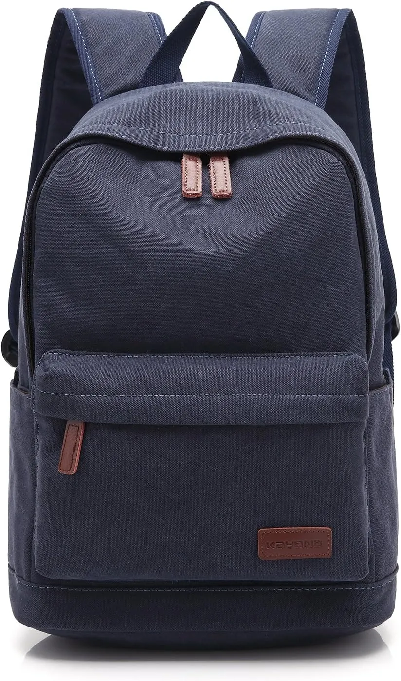 kayond Casual Style Lightweight canvas Laptop Bag/Durable Travel backpacks/Rucksack for Men&Women/Fashion Backpack Fits 15 inch Notebook (navy blue)