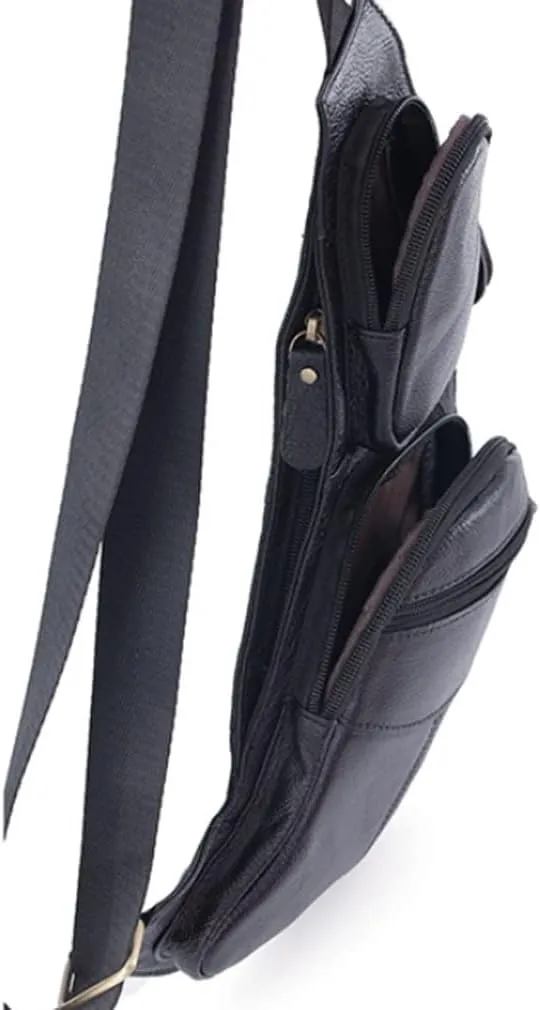 KPYWZER Vintage Leather Sling Bag Backpack for Men Crossbody Shoulder Chest DayPack Backpacks